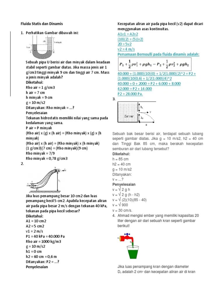 Contoh Soal Fluida Statis Dan Dinamis | PDF