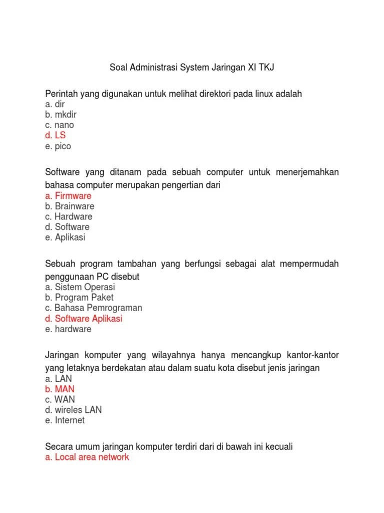 Soal Teknologi Jaringan Berbasis Luas (wan) – Mxbids.com