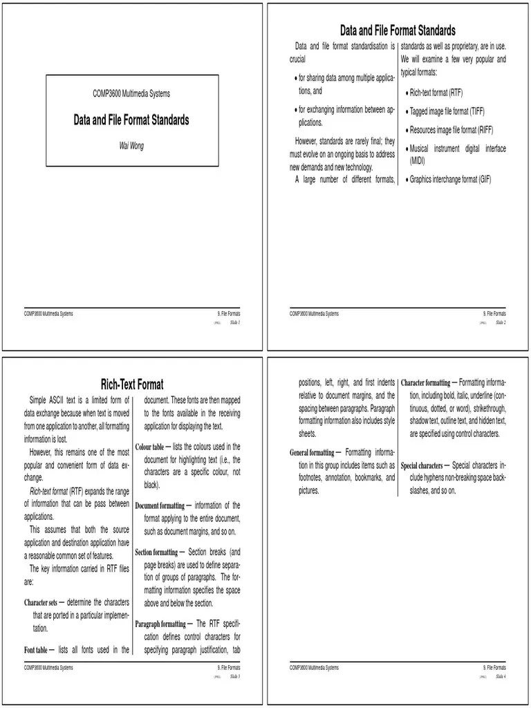 Unit 9 Data and File Format Standards PDF PDF File Format