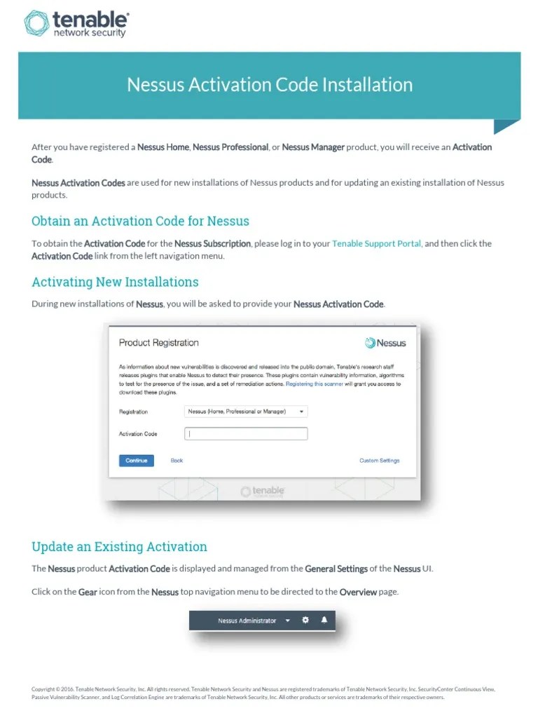 Nessus Activation Code Installation PDF PDF System Software Computing