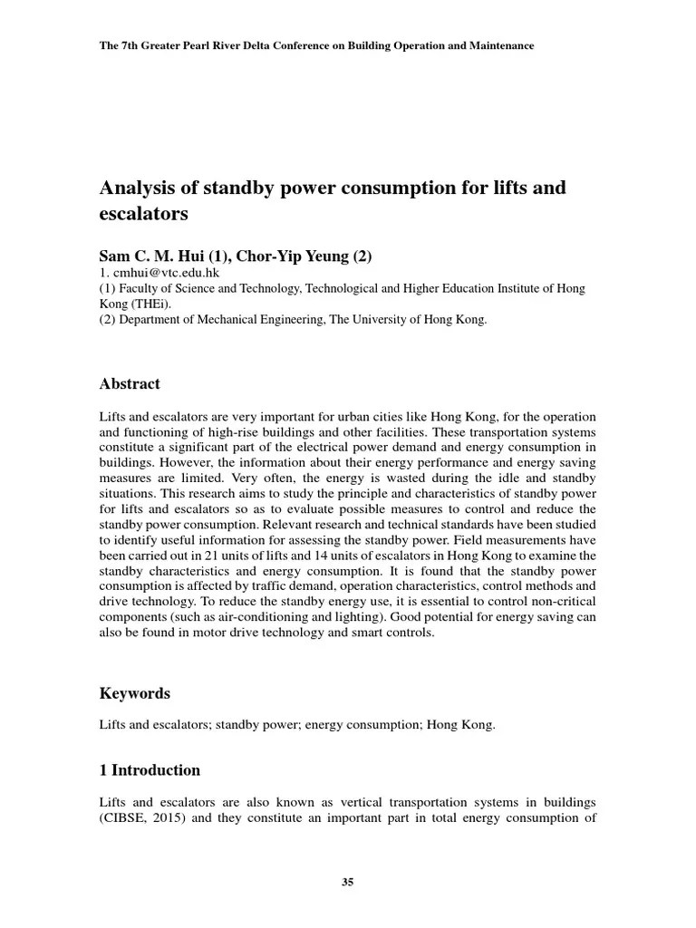 Electrical Power Consumption PDF Electric Power Elevator