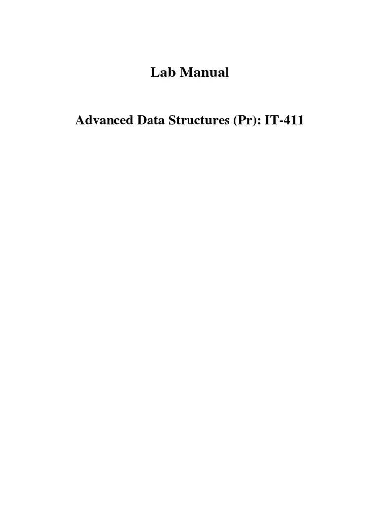 Lab Manual Advanced Data Structures (PR) IT411 PDF Applied Mathematics Mathematical
