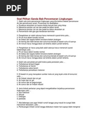 Soal Pilihan Ganda Bab Pencemaran Lingkungan | PDF