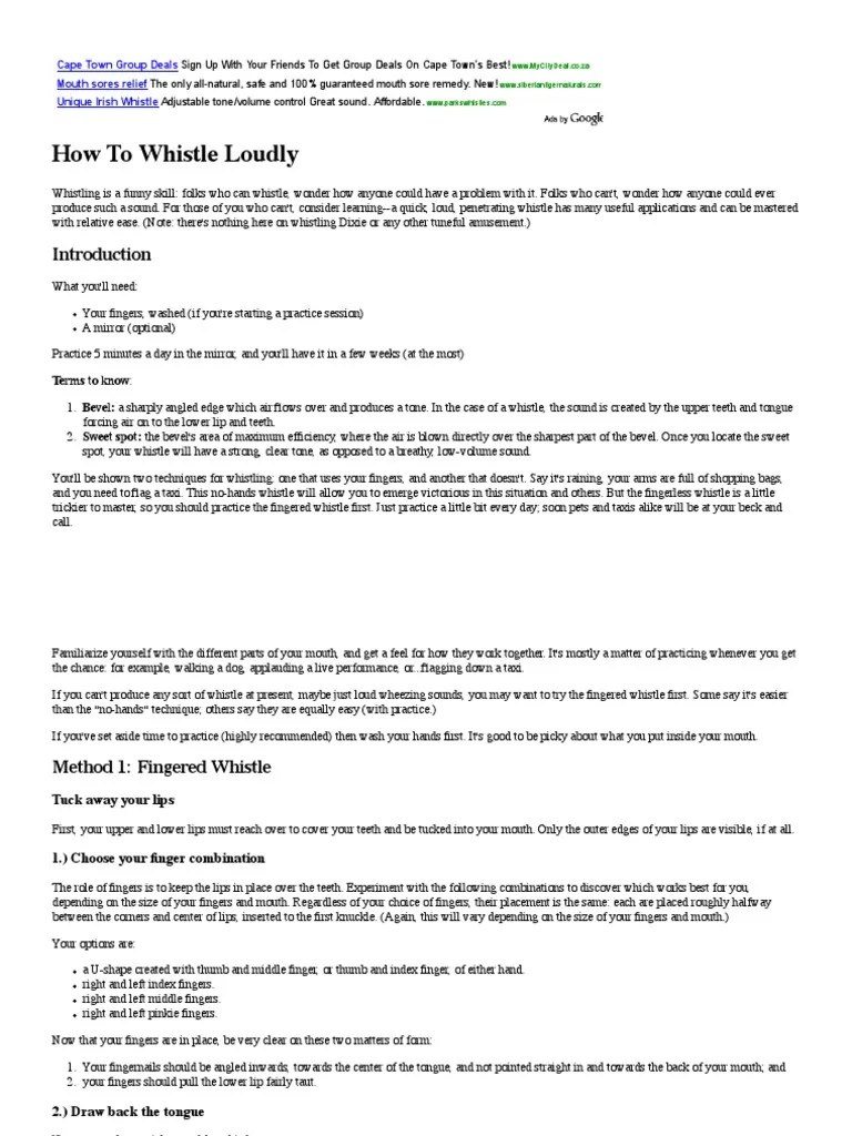 How To Whistle Loudly PDF Finger Mouth