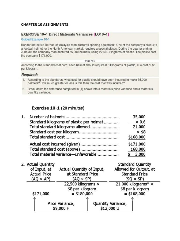 Analyzing Direct Materials, Direct Labor, and Variable Overhead Cost