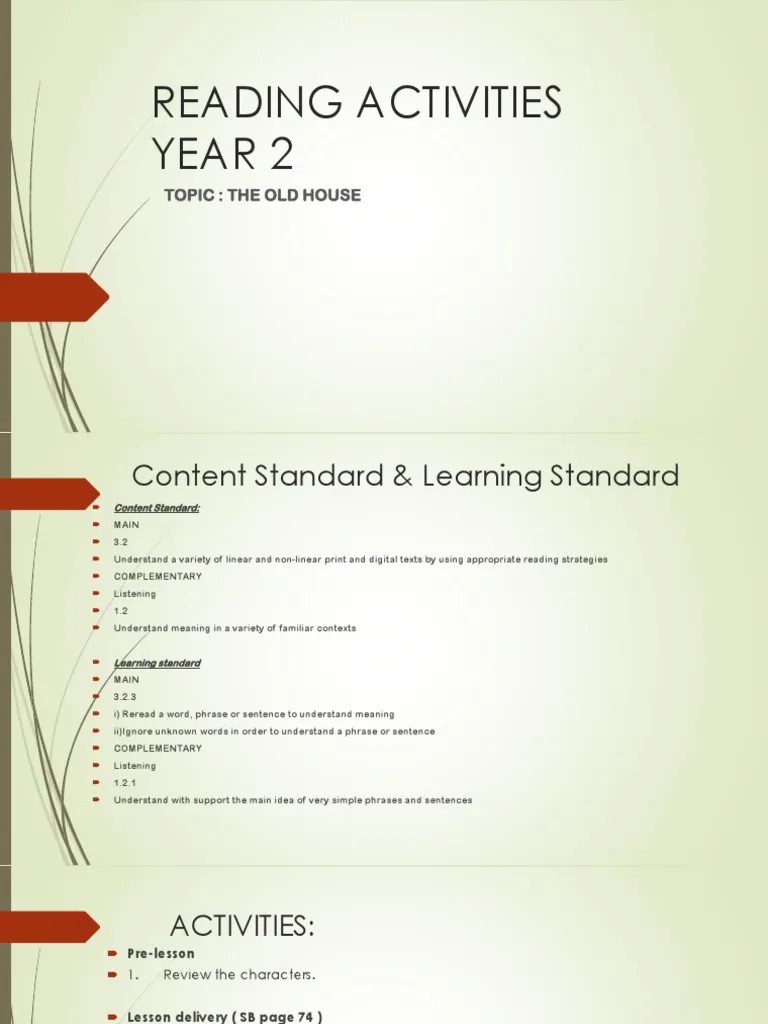 Reading Activities Year 2 Topic The Old House PDF