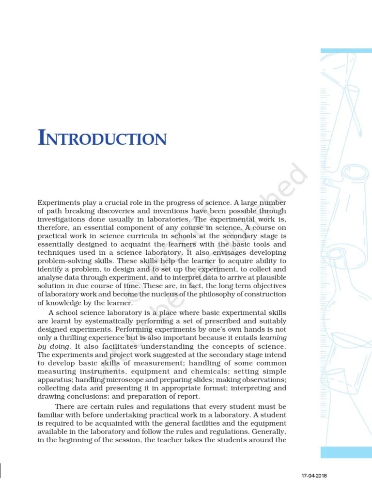 CBSE Science Lab Manual Class 10 Module 1 PDF Experiment Laboratories
