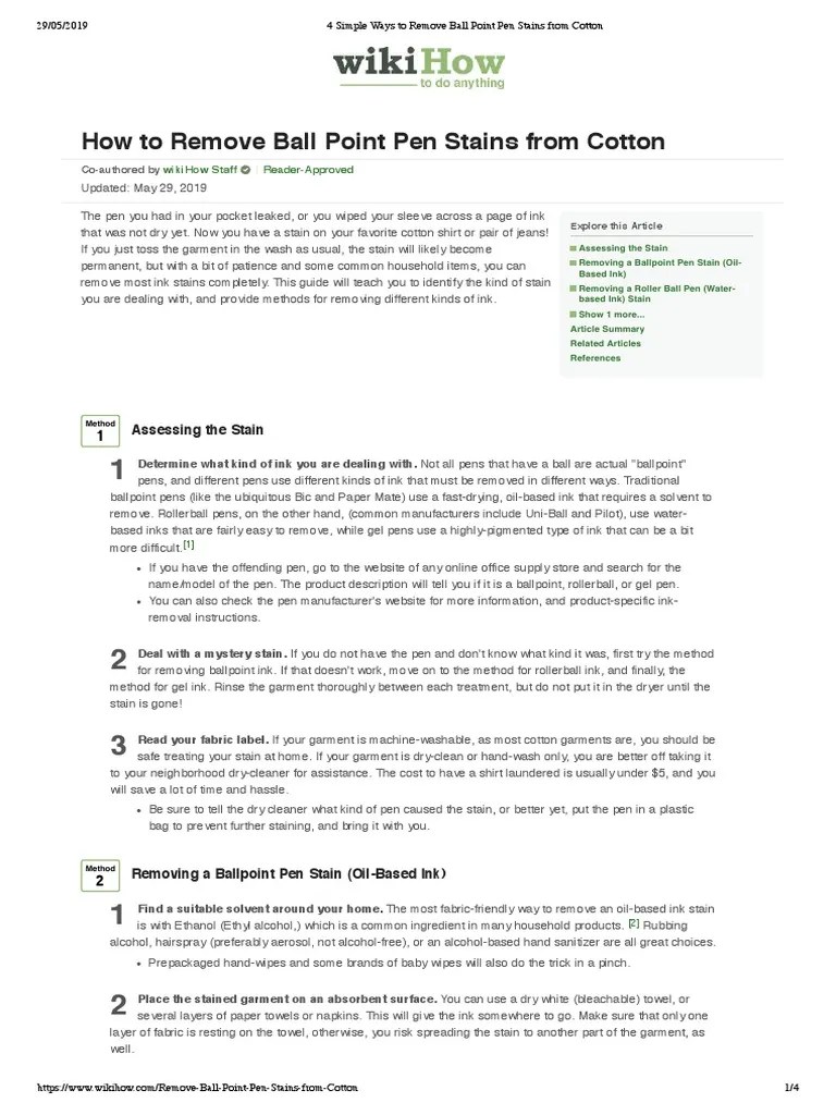 4 Simple Ways To Remove Ball Point Pen Stains From Cotton PDF Ink Pen