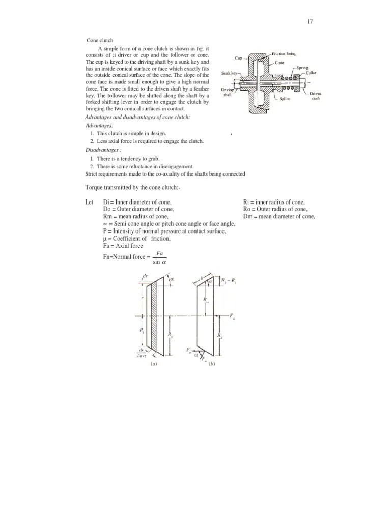 Advantages and Disadvantages of Cone Clutch Advantages PDF Clutch