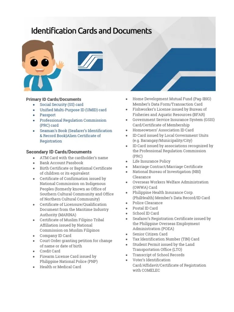 Secondary ID Cards/Documents PDF Licensure Identity Document