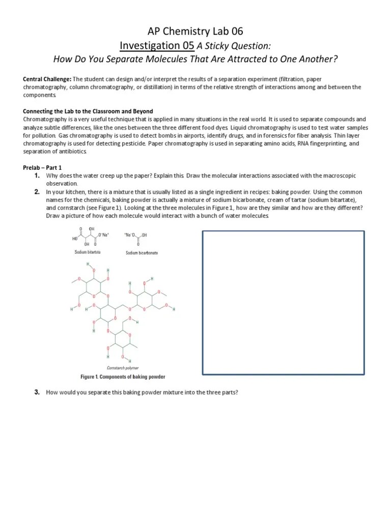 How do two molecules of water stick together? Sticky Question Lab Chromatography Solvent