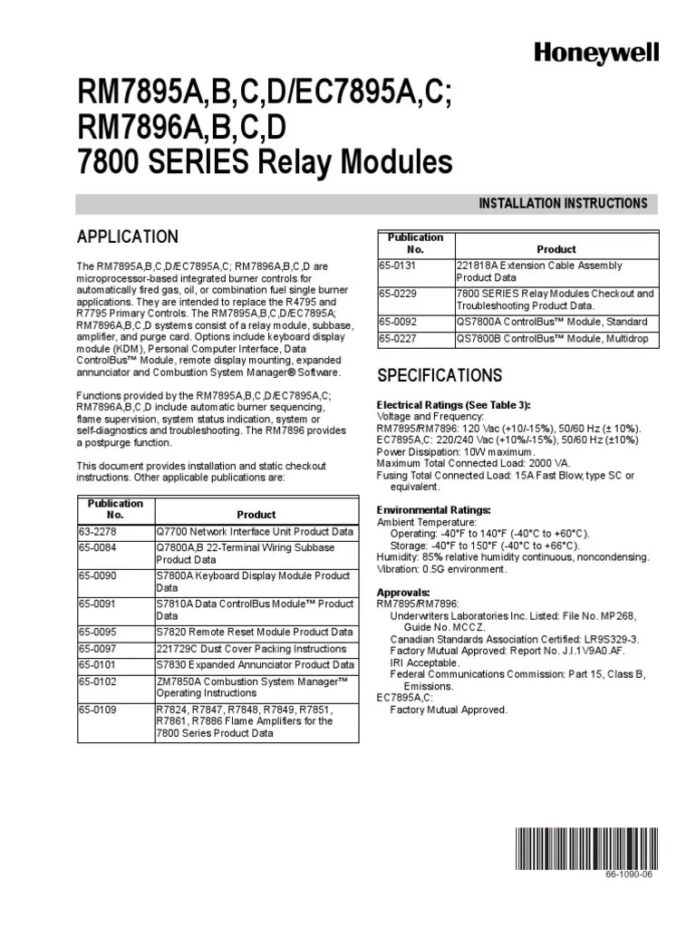 Honeywell Rm7895a1014 Wiring Diagram Total Wiring