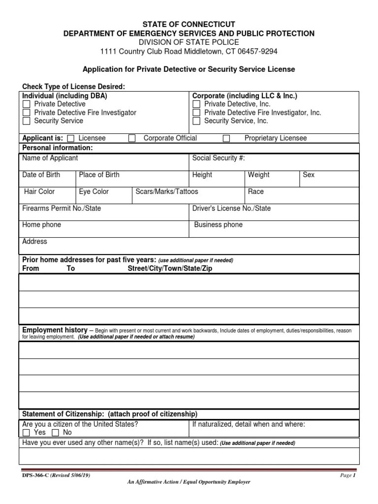 Division of State Police 1111 Country Club Road Middletown, CT 06457