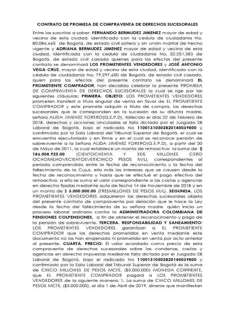 Contrato de Promesa de Compraventa de Derechos Herenciales Alida