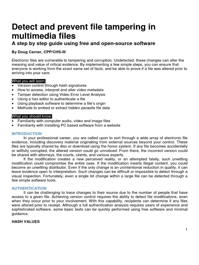 Detecting and Preventing File Tampering PDF Video Computer File