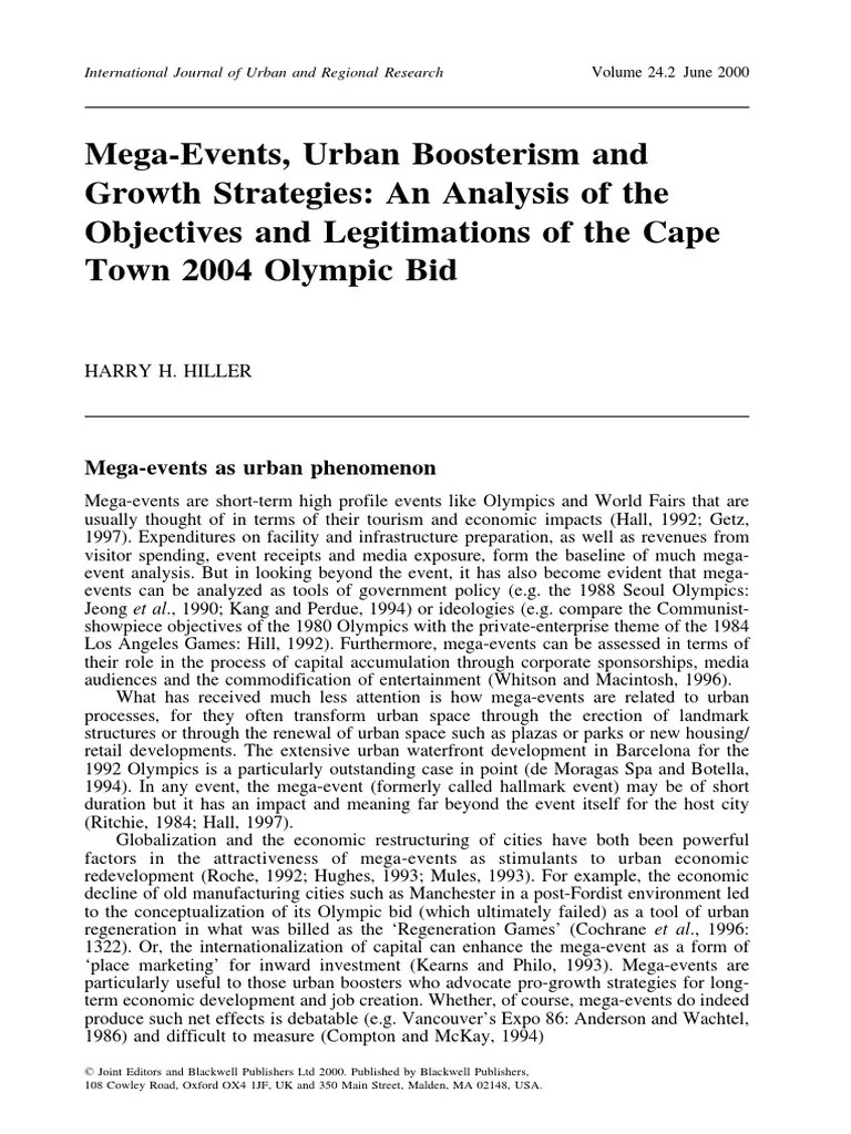 Hillier Reading PDF Olympic Games City