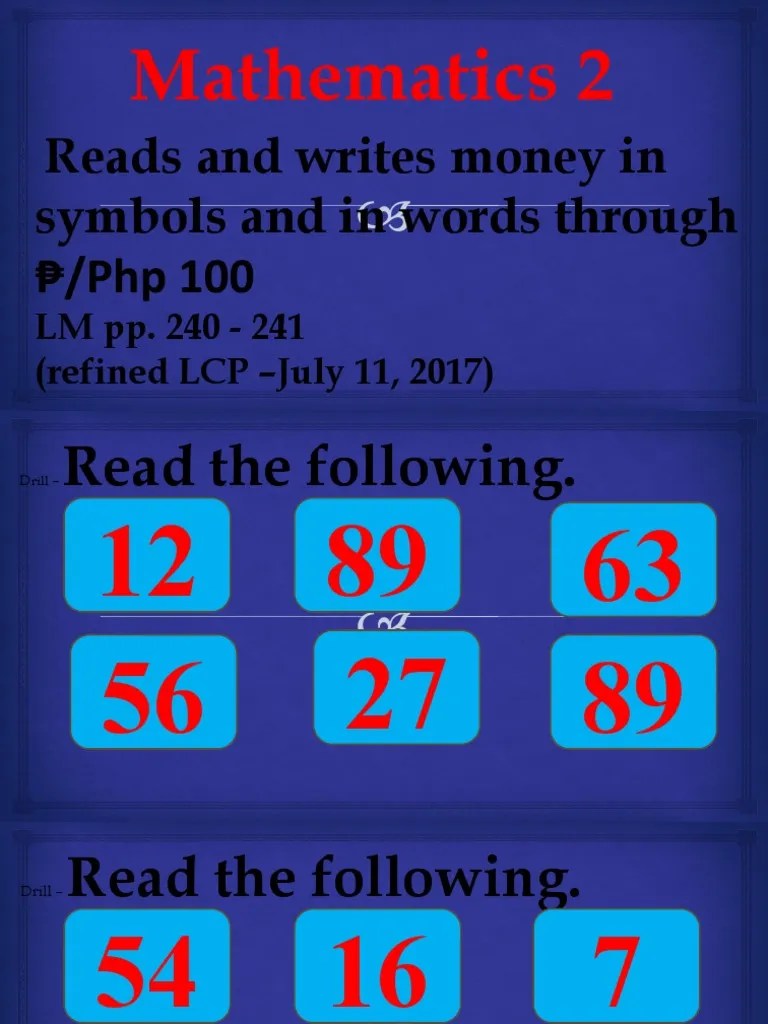 1st QuarterLesson 59 Reading and Writing Money PDF International