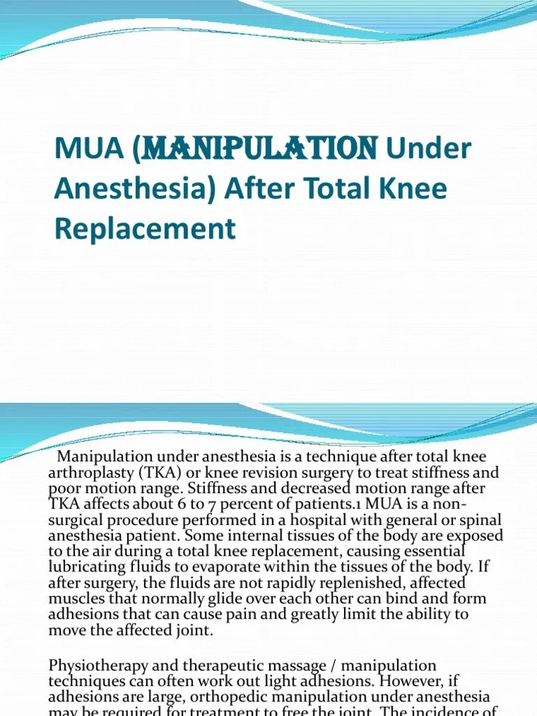 MUA (Manipulation Under Anesthesia) After Total Knee Replacement PDF