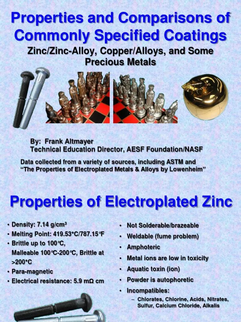 Properties and Comparisons of Commonly Specified Coatings Zinc/Zinc