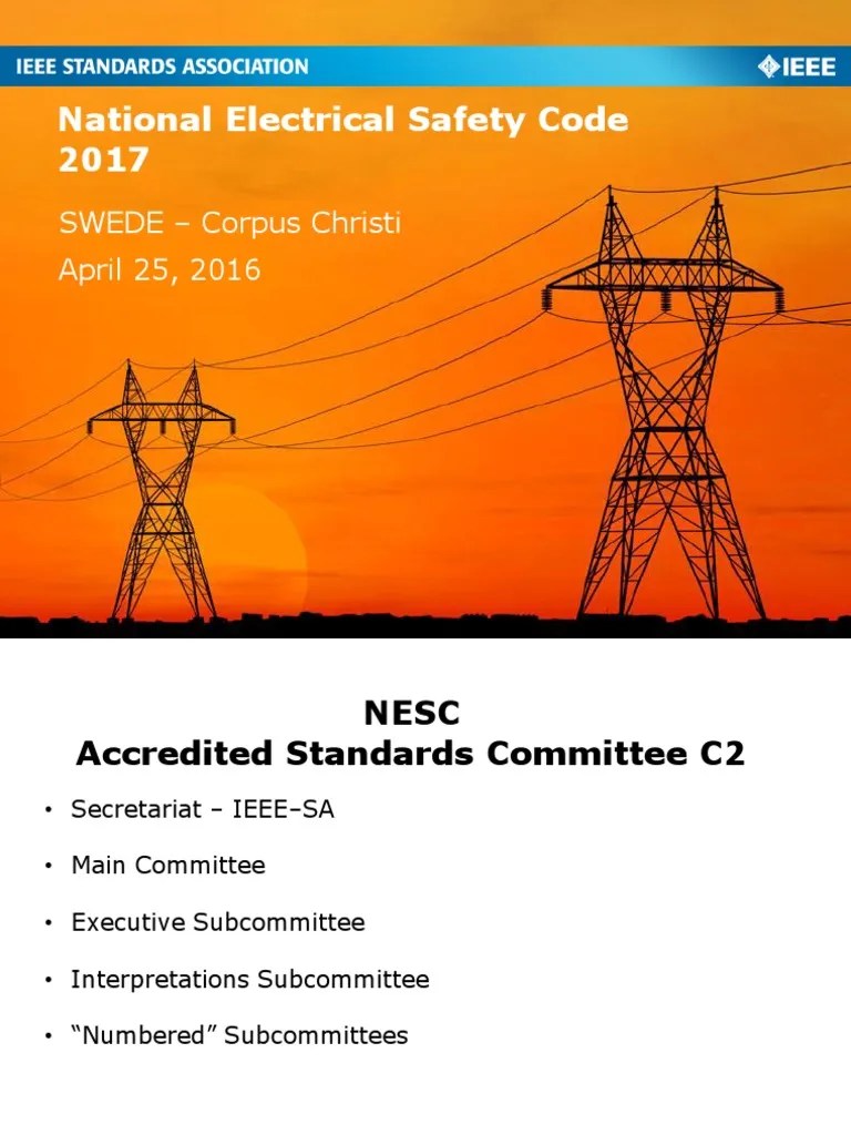 National Electrical Safety Code 2017: SWEDE – Corpus Christi April 25