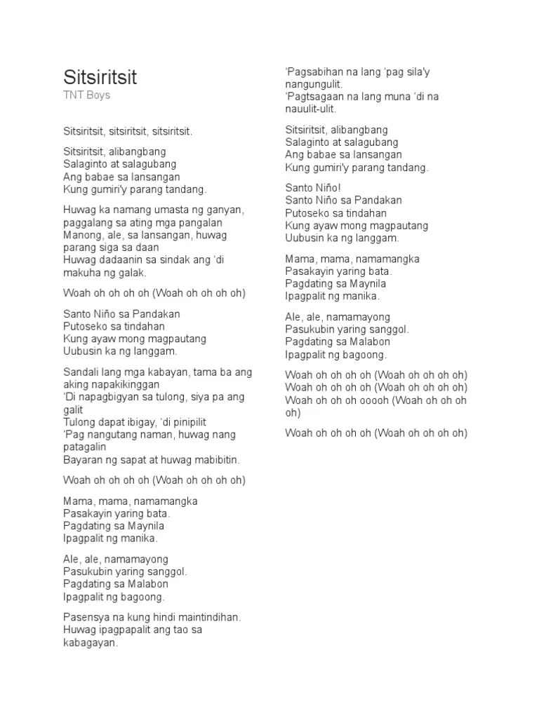 Sitsiritsit Lyrics