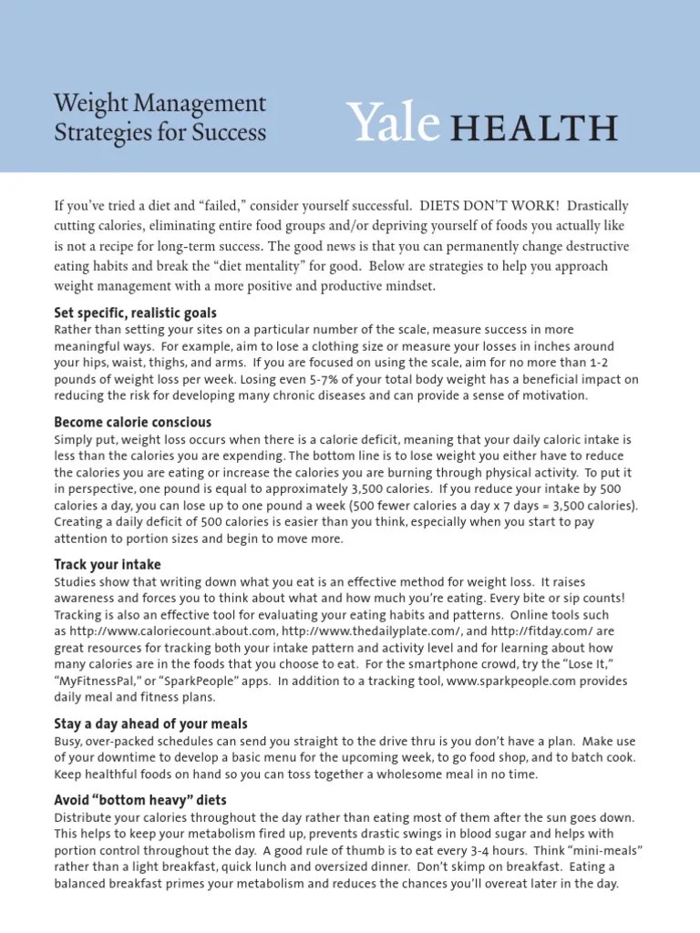Weight Management Strategies 1 PDF Weight Management Eating