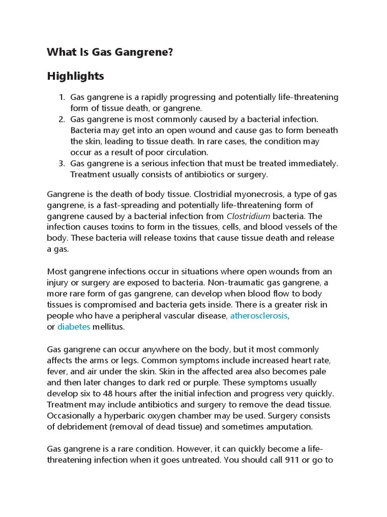 A Comprehensive Overview of Gas Gangrene Causes, Symptoms, Diagnosis