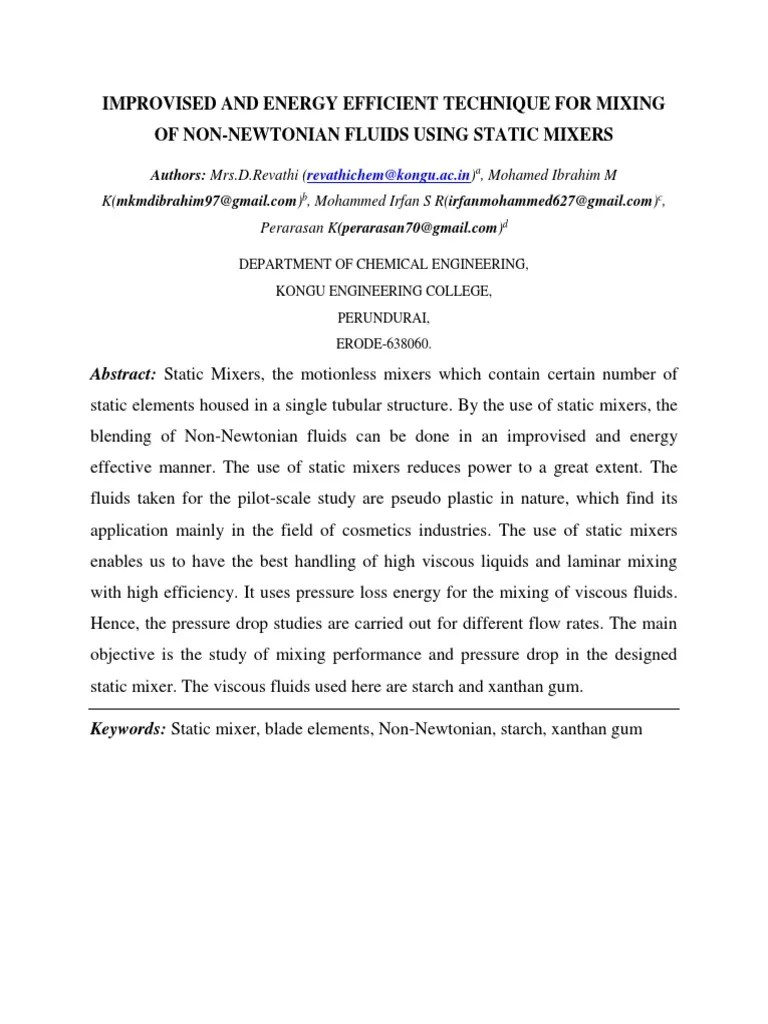 Mixing Non Viscous Liquids PDF Fluid Dynamics Liquids