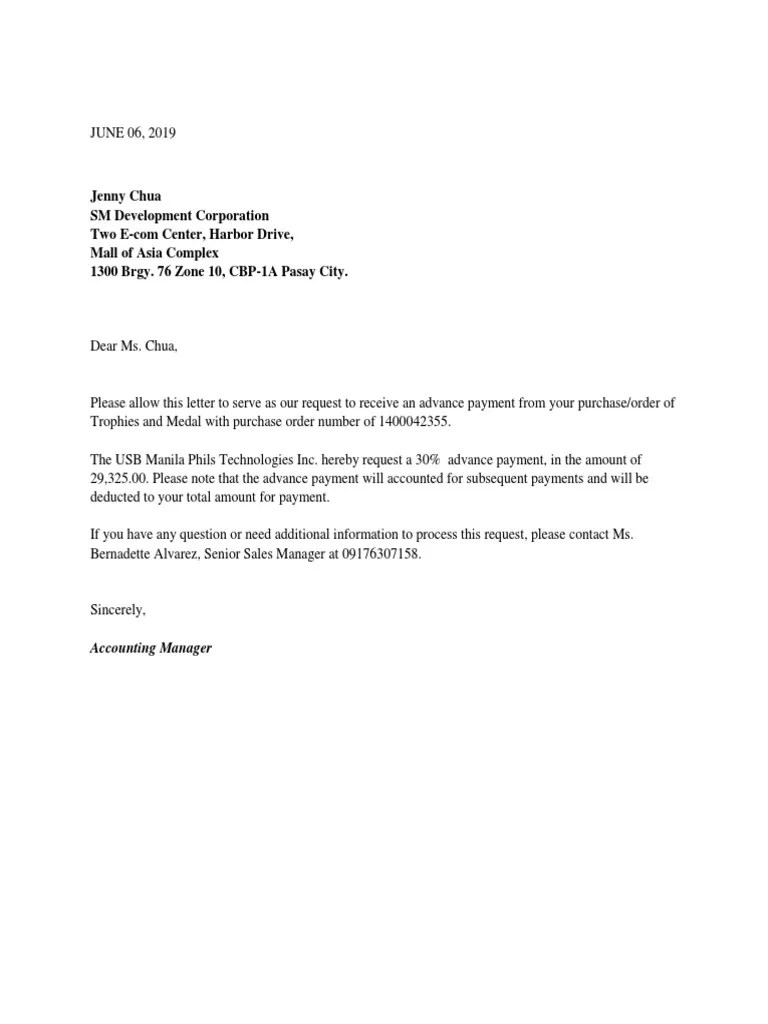 Downpayment Request PDF