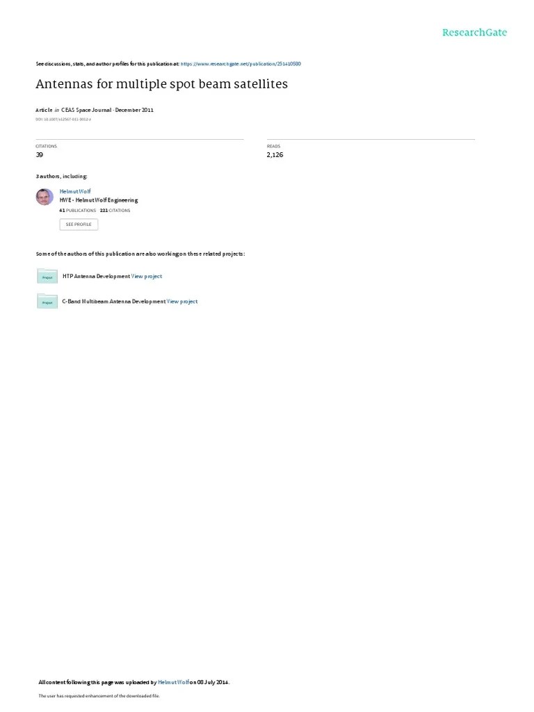 Antennas For Multiple Spot Beam Satellites PDF Antenna (Radio