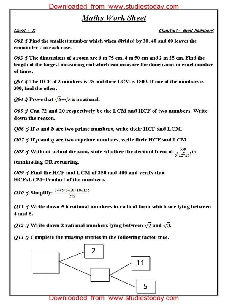 CBSE Class 10 Maths Real Numbers (1) Numbers Discrete Mathematics