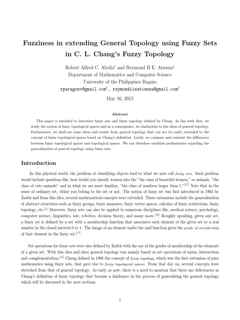 Math 198 Research Paper General Topology Set (Mathematics)