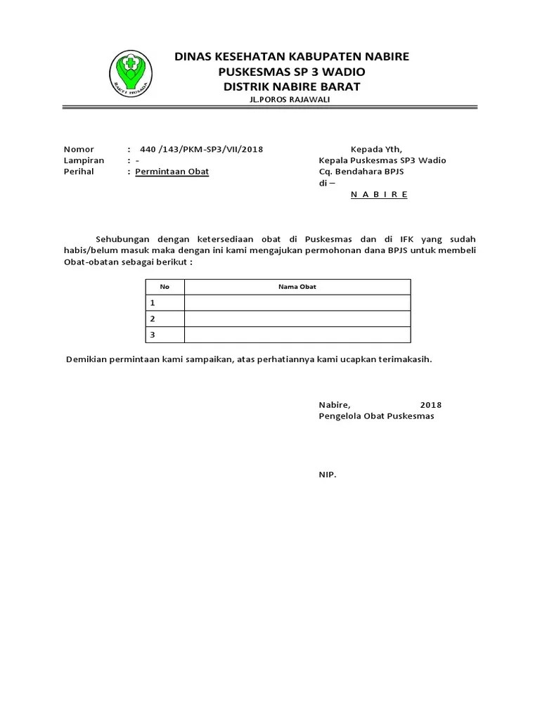 Contoh Surat Permohonan Obat Obatan Contoh Surat