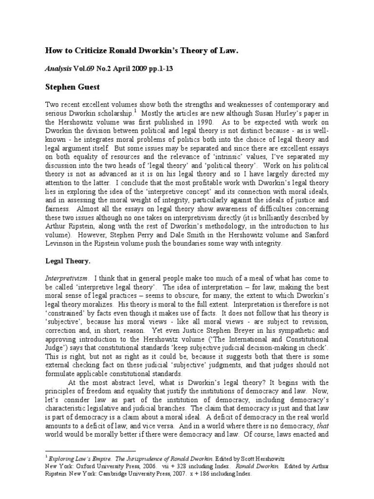 Exploring the Moral Foundations of Ronald Dworkin's Interpretive Legal