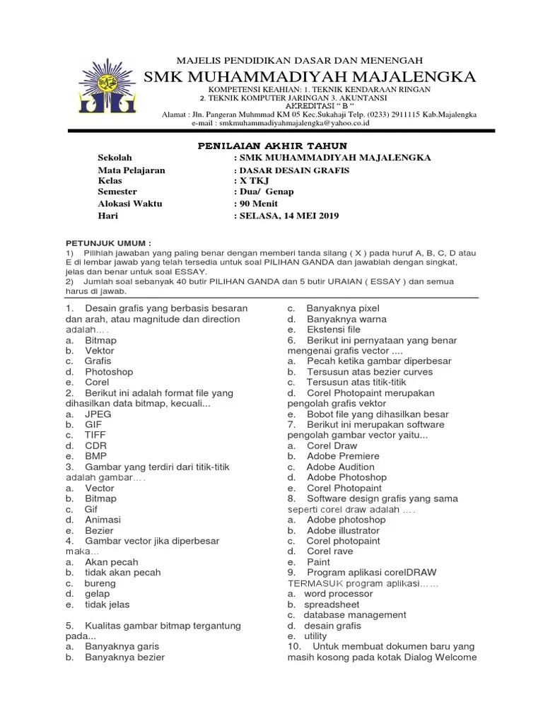 Soal Dan Jawaban Tentang Desain Grafis Essay