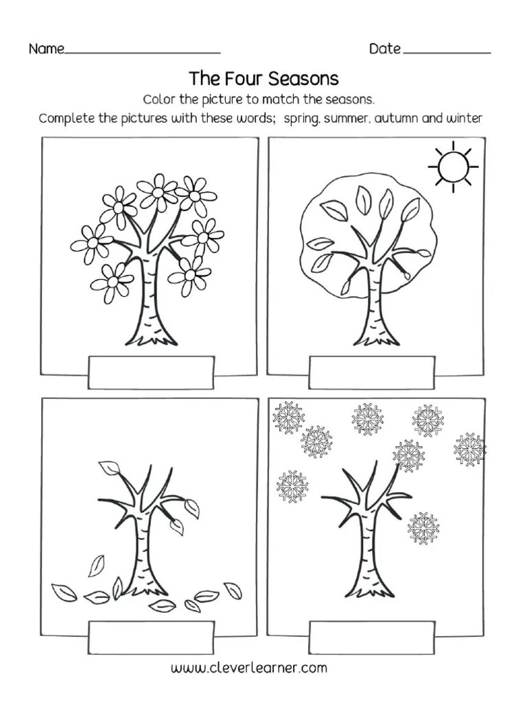 The Seasons Worksheet for Preschool 3