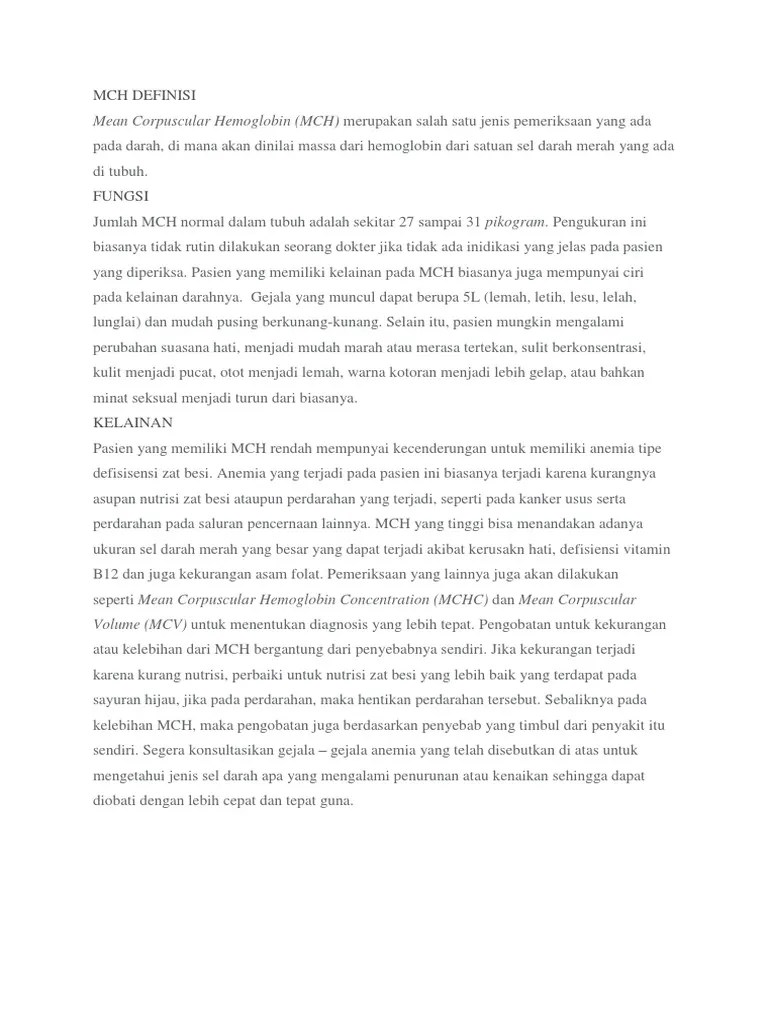 MCV, MCH, MCHC, Feritin | PDF