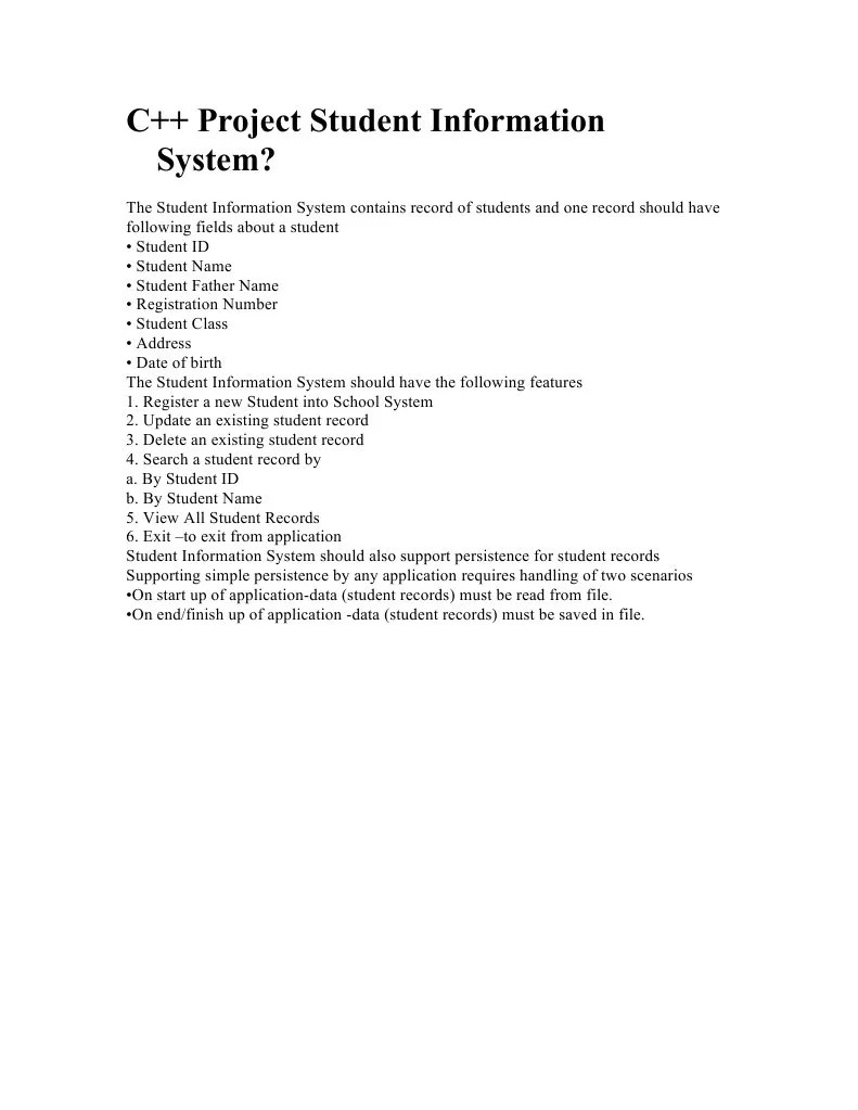 Project Student Information System PDF Areas Of Computer Science