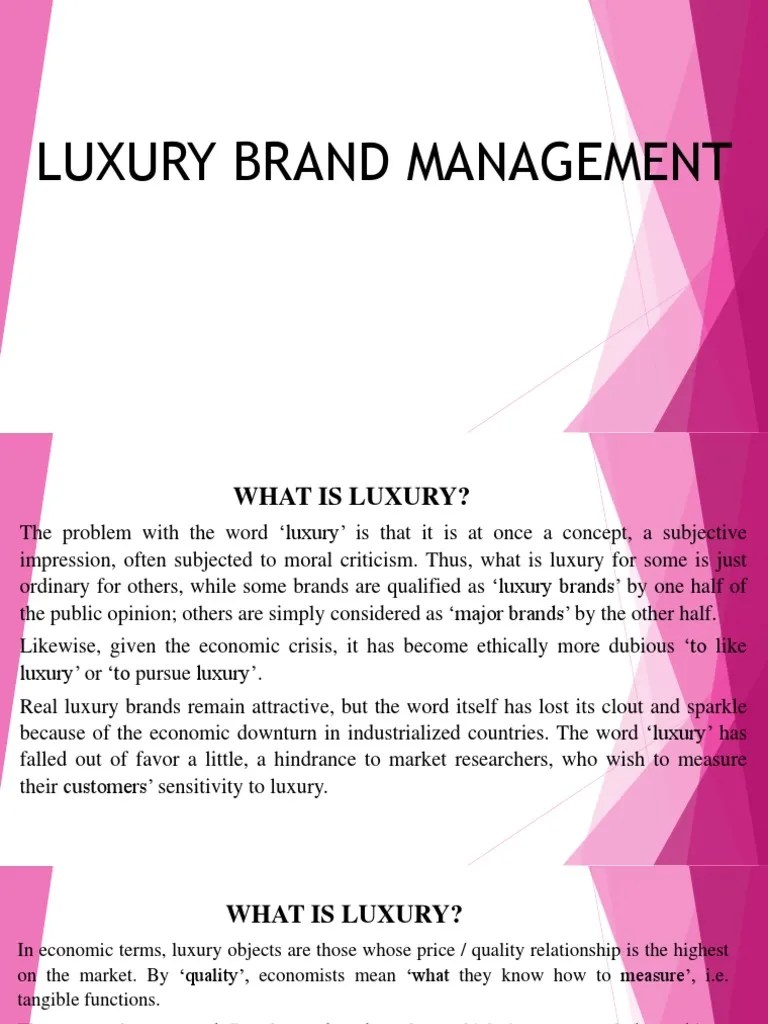 Luxury Brand Management PDF Luxury Goods Brand
