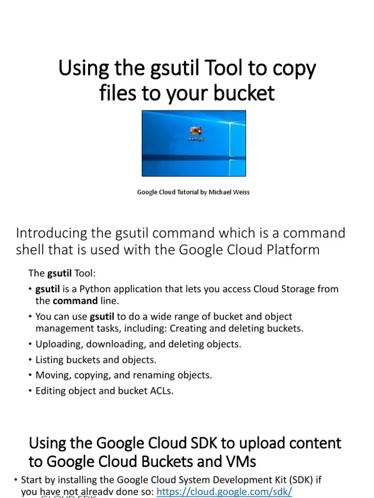 Using The Gsutil Tool To Copy Files and Folders To Cloud Bucket v3