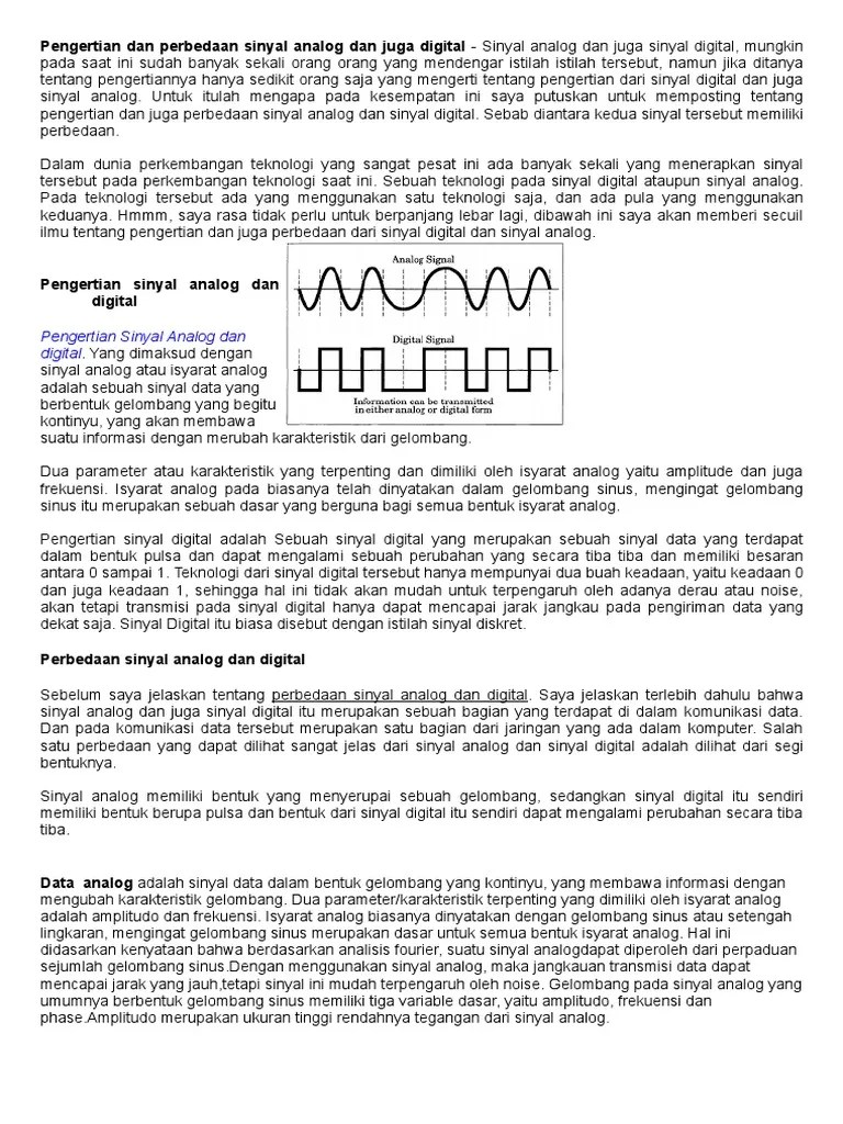 Pengertian Dan Perbedaan Sinyal Analog Dan Juga Di | PDF