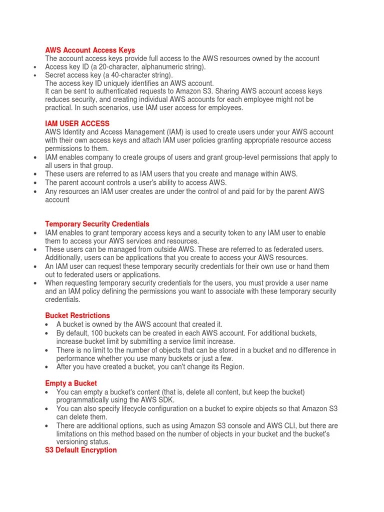 AWS Account Access Keys PDF Computer Data Storage Information