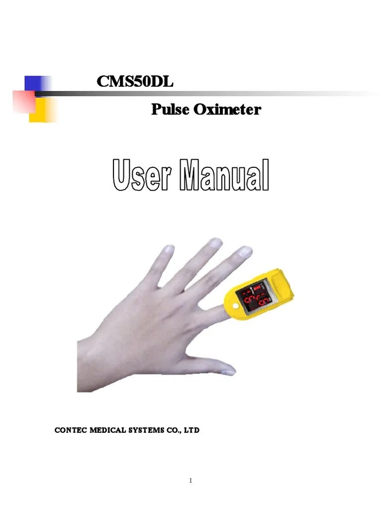 Instructions for Use Contec Medical Systems CMS50DL Pulse Oximeter