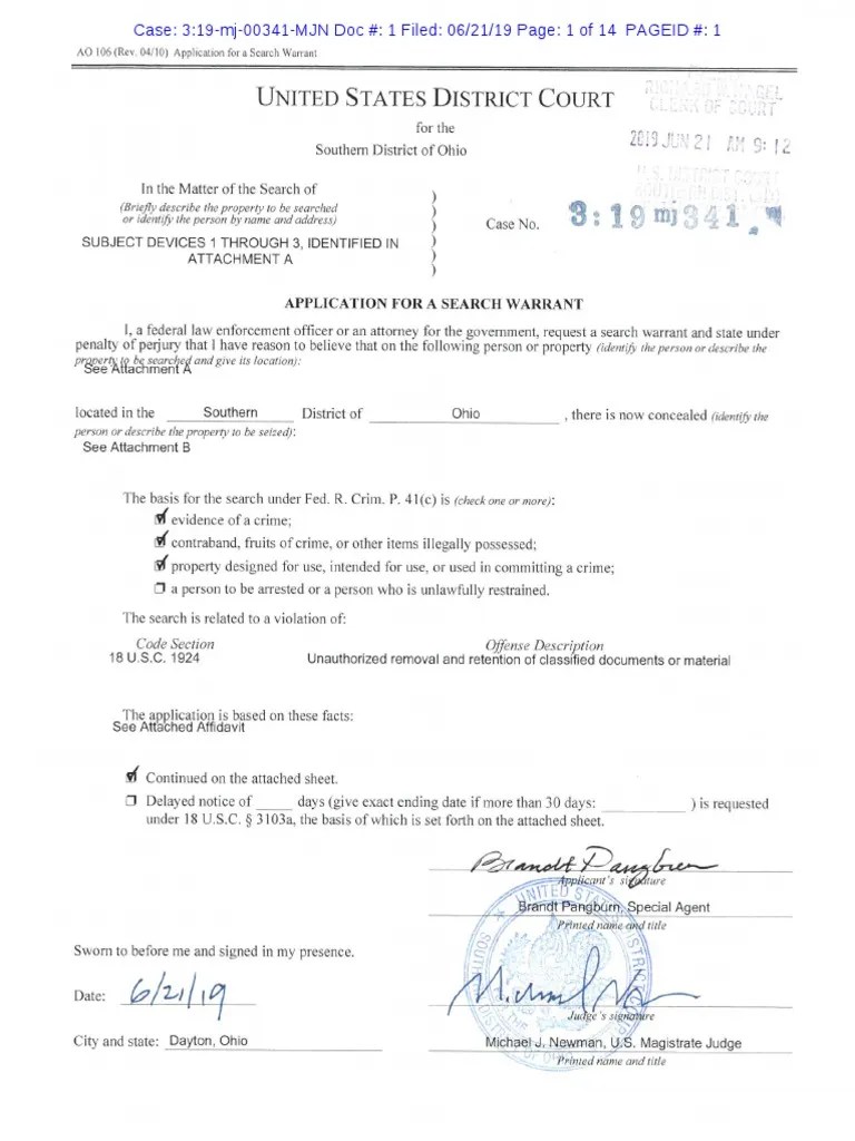 Federal Search Warrant Courtesy of ABC News
