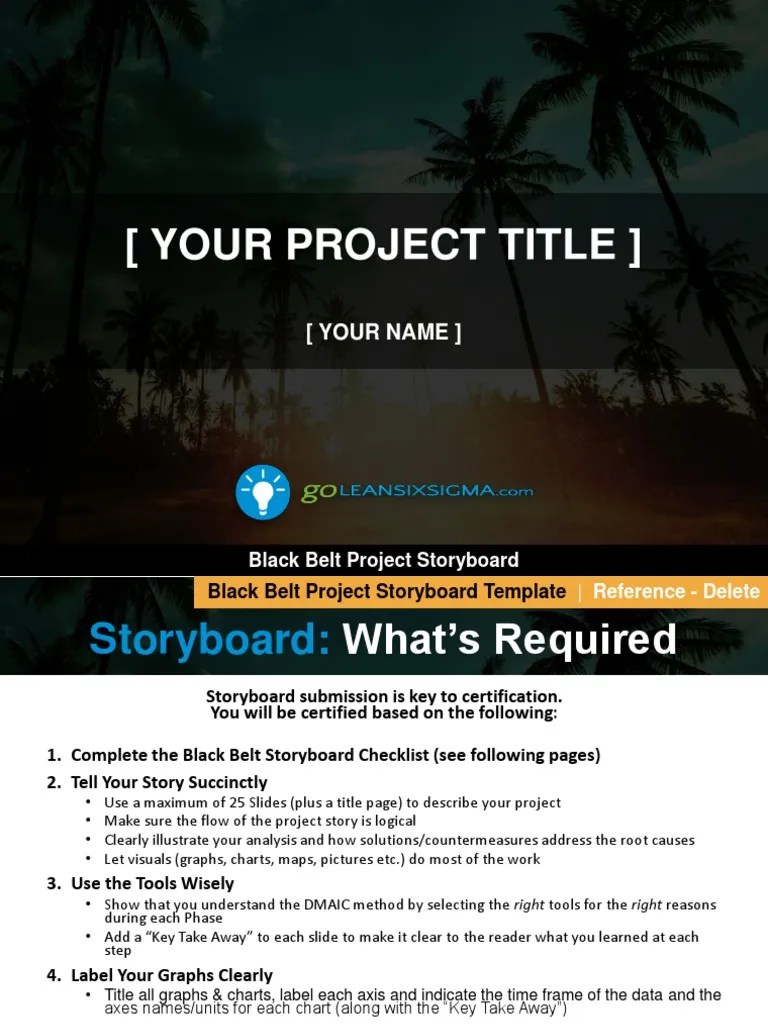Black Belt Project Storyboard Template v3.2 PDF P Value