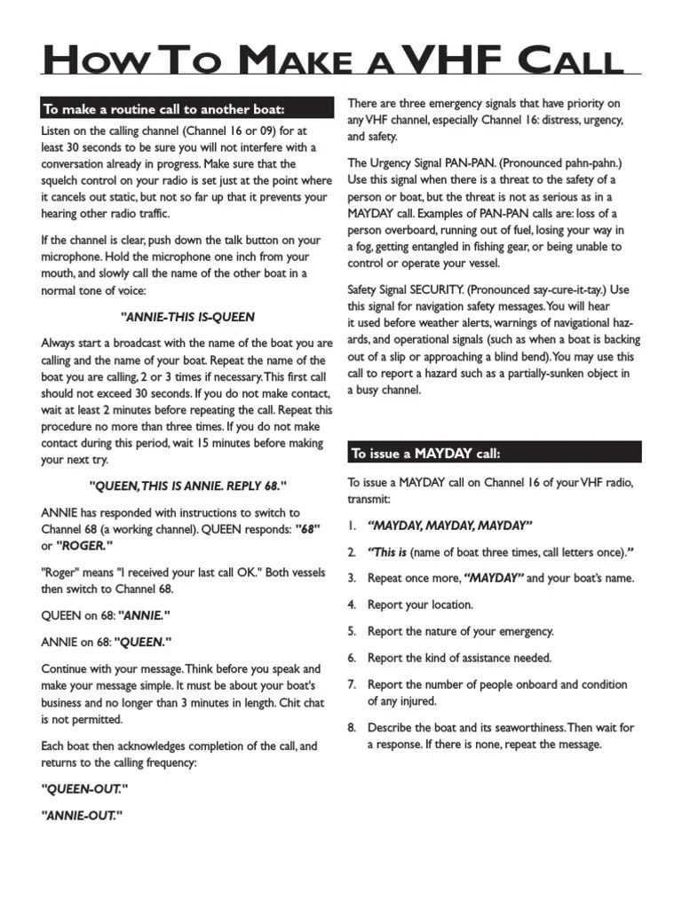 Emergency Signals and Procedures for Making Routine and Distress Calls