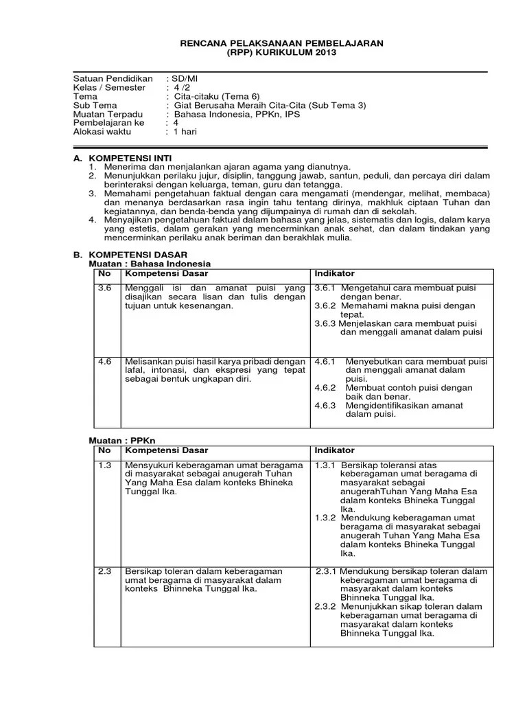 RPP KLS 4 Yan 2 | PDF