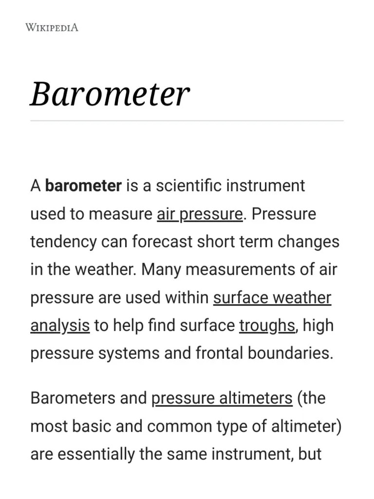Barometer Wikipedia PDF Atmospheric Pressure Meteorology