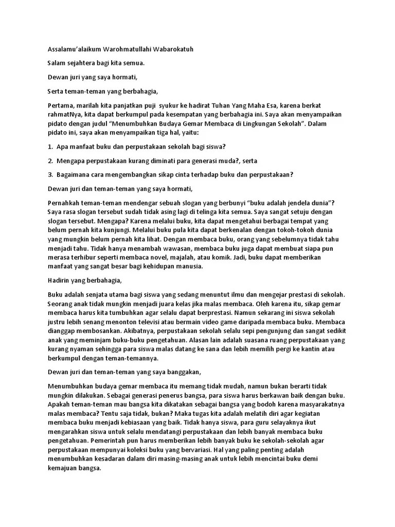 Pidato Tentang Perpustakaan Sekolah – Coretan