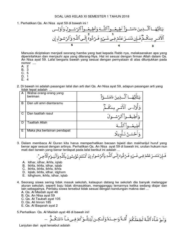 Surah An Nisa Ayat 59 Beserta Tajwid – Nasi